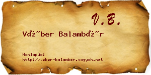Véber Balambér névjegykártya